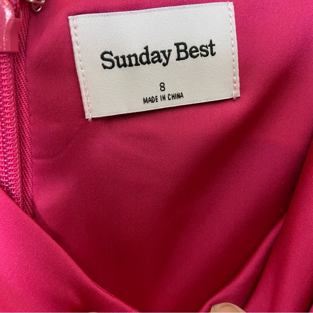 Sunday Best Aritzia Pink Satin Slip Mini Dress Size 8 Silky Barbiecore - Picture 4 of 6